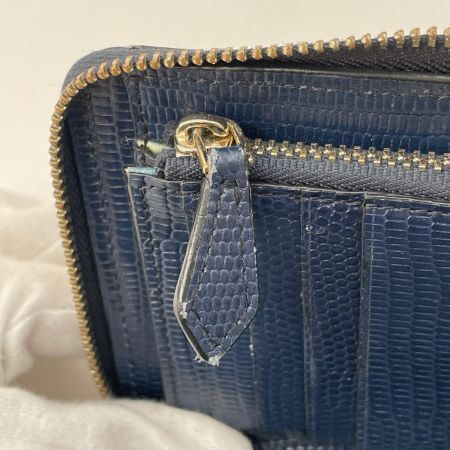 Paul Smith ポールスミス メンズ ラウンドジップ クロコ型押し 二つ折り財布 ブルー