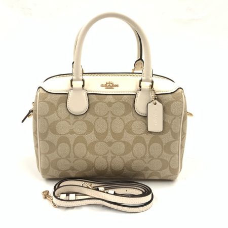  COACH コーチ シグネチャー 2WAY ハンドバッグ ショルダーバッグ ミニボストンバッグ F32203 ベージュ