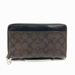 〇〇 COACH コーチ シグネチャー ダブルジップ トラベル オーガナイザー ラウンドファスナー 長財布 ロングウォレット  F66562 ブラウン Cランク
