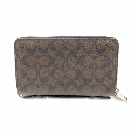  COACH コーチ シグネチャー ダブルジップ トラベル オーガナイザー ラウンドファスナー 長財布 ロングウォレット  F66562 ブラウン