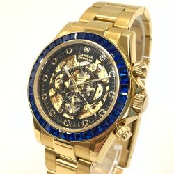 〇〇 Daniel&Douglas 自動巻 腕時計  オートマチック DD-8802DG ゴールド x ブルー Bランク