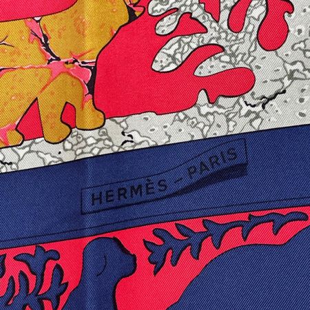  HERMES エルメス 大判スカーフ カレ90 EARLY AMERICA 古き良きアメリカ ネイビー×レッド