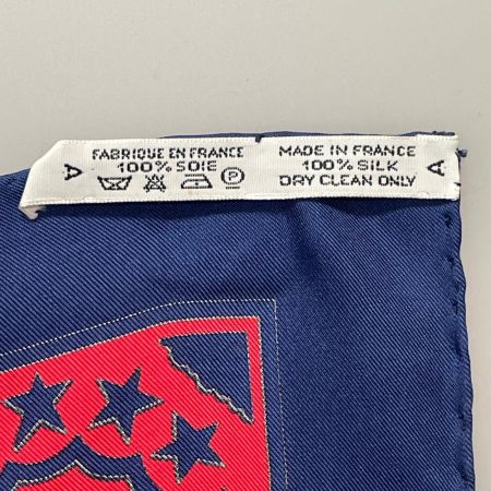  HERMES エルメス 大判スカーフ カレ90 EARLY AMERICA 古き良きアメリカ ネイビー×レッド
