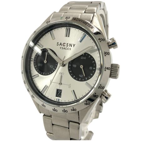  YSACCS サクスニーイザック クオーツ クロノグラフ 腕時計 SY-15219 シルバー