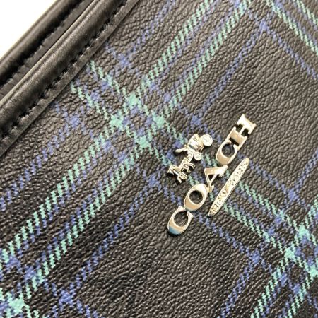  COACH コーチ シグネチャー チェック トートバッグ F80032 ブラック×ブルー x ブルー