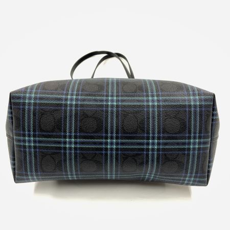  COACH コーチ シグネチャー チェック トートバッグ F80032 ブラック×ブルー x ブルー