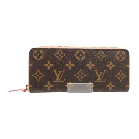  LOUIS VUITTON ルイヴィトン モノグラム ポルトフォイユ クレマンス ラウンドファスナー長財布 M63896 ブラウン x ピンク