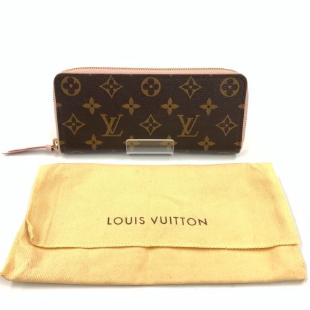  LOUIS VUITTON ルイヴィトン モノグラム ポルトフォイユ クレマンス ラウンドファスナー長財布 M63896 ブラウン x ピンク