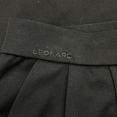  LEONARD レオナール レディース ワイドパンツ ウエストロゴ刺繍入り ウエスト67 0183251 ブラック