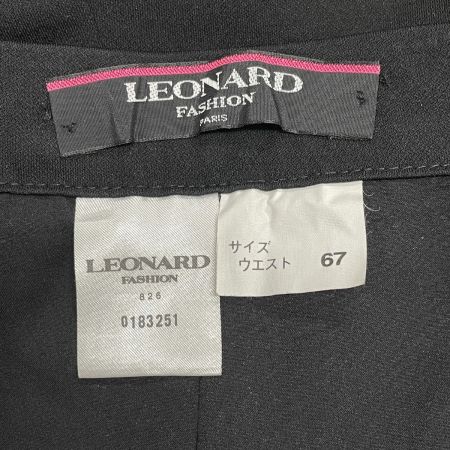  LEONARD レオナール レディース ワイドパンツ ウエストロゴ刺繍入り ウエスト67 0183251 ブラック