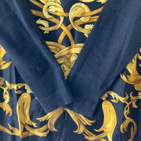  HERMES エルメス カシミヤ Hボタン シャツ ニット L サイズ ブラック x イエロー