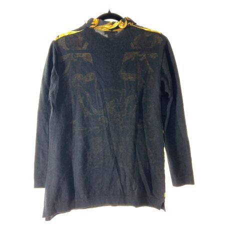  HERMES エルメス カシミヤ Hボタン シャツ ニット L サイズ ブラック x イエロー