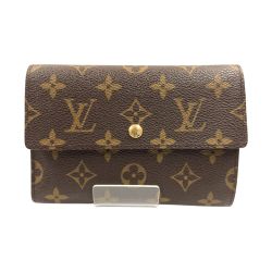 〇〇 LOUIS VUITTON ルイヴィトン ノグラム ポルトトレゾール エテュイ パピエ 三つ折り財布 M61202 ブラウン Bランク