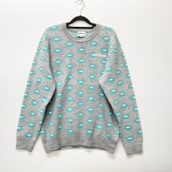 〇〇 Jack Bunny!! ジャックバニー レディース  ニット リップ総柄 SIZE 6 グレー Aランク