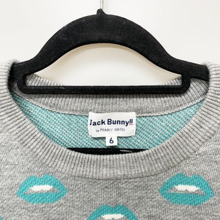 Jack Bunny!! ジャックバニー レディース  ニット リップ総柄 SIZE 6 グレー