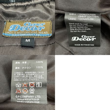  Clever Decor クレバーデコール バイクウェア レディース シープスキン・フーデッド・レザージャケット SIZE M ブラック 羊革 (SHEEP LEATHER) 100%