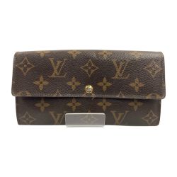 〇〇 LOUIS VUITTON ルイヴィトン モノグラム ポシェット ポルト モネ クレディ 二つ折り長財布 M61725 ブラウン Bランク