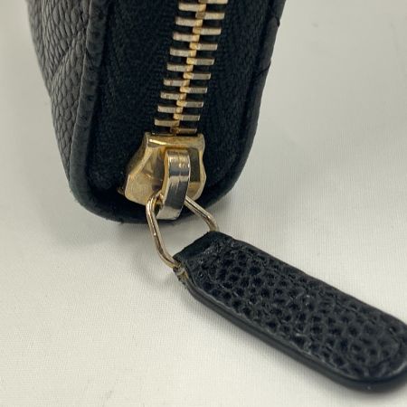  CHANEL シャネル ココマーク キャビアスキン マトラッセ ラウンドファスナー長財布 ブラック