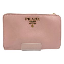 〇〇 PRADA プラダ サフィアーノ ピンク２つ折り財布 ピンク Dランク