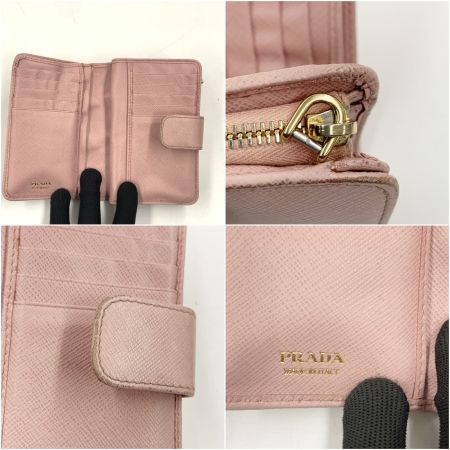 PRADA プラダ サフィアーノ ピンク２つ折り財布 ピンク