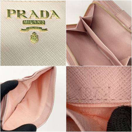  PRADA プラダ サフィアーノ ピンク２つ折り財布 ピンク