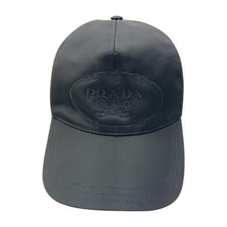  PRADA プラダ ロゴ ナイロン キャップ size M 帽子 ブラック