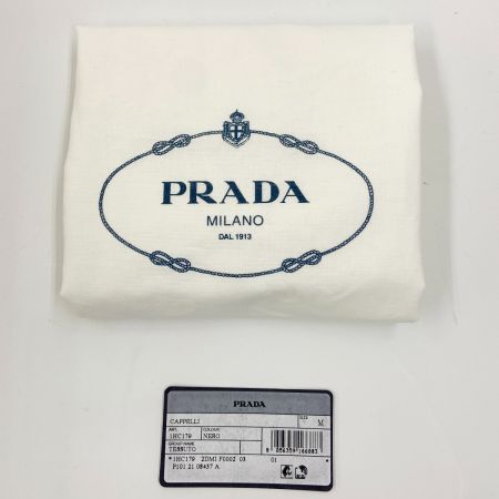  PRADA プラダ ロゴ ナイロン キャップ size M 帽子 ブラック