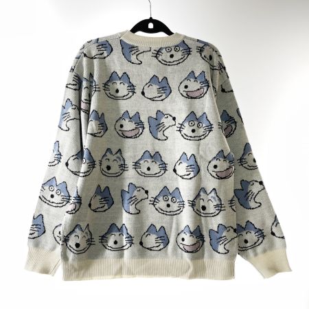  graniph グラニフ レディース  ニット 11ぴきのねこ 総柄 SIZE M グレー