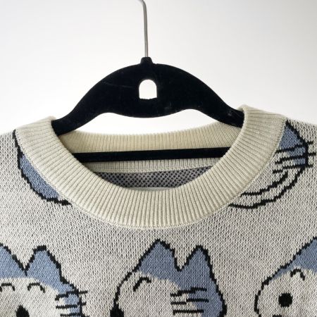  graniph グラニフ レディース  ニット 11ぴきのねこ 総柄 SIZE M グレー