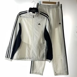 〇〇 adidas アディダス ウインドブレーカー ジャケット＆パンツ SIZE M JD2006 ホワイト Bランク