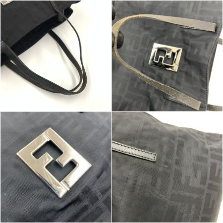  FENDI フェンディ ズッカ ナイロン トートバッグ ハンドバッグ ブラック
