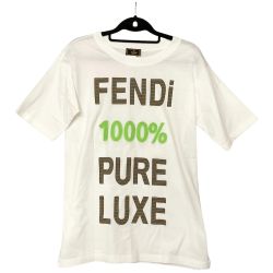 〇〇 FENDI フェンディ 1000% PURE LUXE ロゴ Tシャツ SIZE M ホワイト Bランク