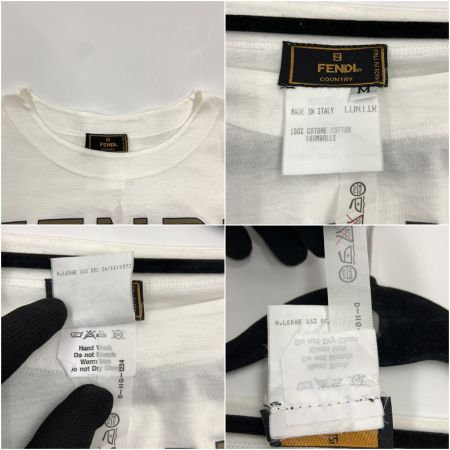  FENDI フェンディ 1000% PURE LUXE ロゴ Tシャツ SIZE M ホワイト