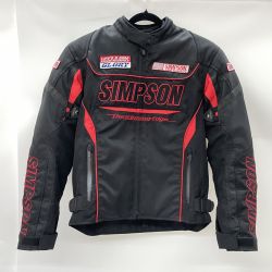 〇〇 SIMPSON バイクジャケット FLAGSHIP プロテクター完備 SIZE M ブラック × レッド Bランク