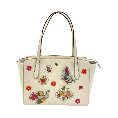  TORY BURCH トリーバーチ 刺繍 2way ショルダーバッグ アイボリー