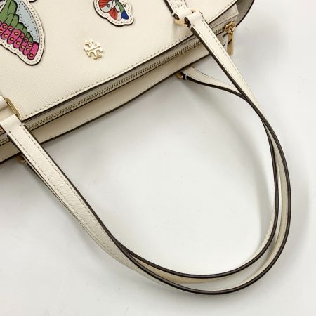  TORY BURCH トリーバーチ 刺繍 2way ショルダーバッグ アイボリー