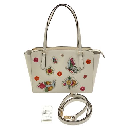  TORY BURCH トリーバーチ 刺繍 2way ショルダーバッグ アイボリー