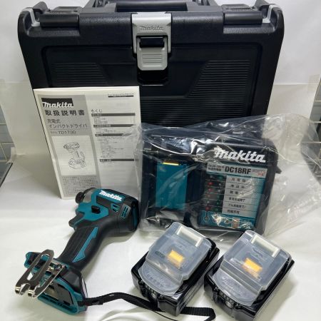  MAKITA マキタ 充電式インパクトドライバ 18V 6Ah バッテリ2本 充電器 ケース付 TD173DRGX ブルー 未使用品