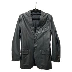 〇〇 JIL SANDER ジルサンダー レザー テーラード ジャケット 46サイズ ブラック Bランク