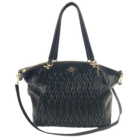  COACH コーチ サッチェル ギャザード レザー 2way ハンドバッグ トートバッグ　 F37082  ブラック