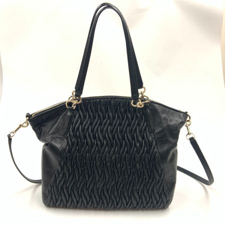  COACH コーチ サッチェル ギャザード レザー 2way ハンドバッグ トートバッグ　 F37082  ブラック