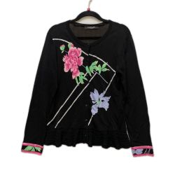 LEONARD レオナール レディース カーディガン ラインストーン 花柄 SIZE 38 0397742 ブラック Bランク