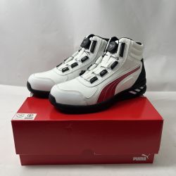 〇〇 PUMA プーマ 安全靴 ライダー 2.0 ホワイト＆レッド ディスク ミッド ミドルカット RIDER 2.0 DISC MID 63.359.0 25.5cm ダイヤル式 ホワイト×レッド Aランク