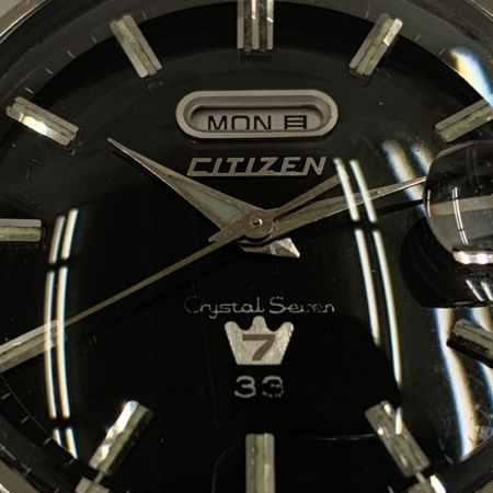  CITIZEN シチズン クリスタルセブン  3針 33石 デイデイト 自動巻 腕時計 51401-Y  シルバーブラック