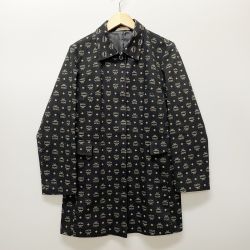 〇〇 MCM エムシーエム MCM Légère レディース  ロゴ総柄 ステンカラーコート オールドMCM sizeL ブラック Aランク