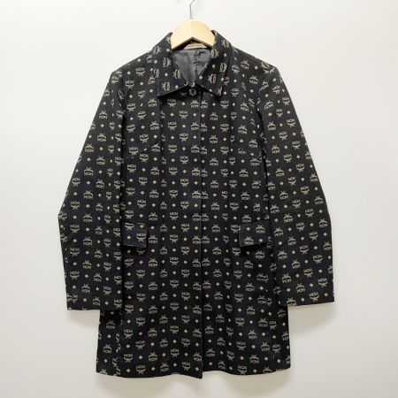  MCM エムシーエム MCM Légère レディース  ロゴ総柄 ステンカラーコート オールドMCM sizeL ブラック