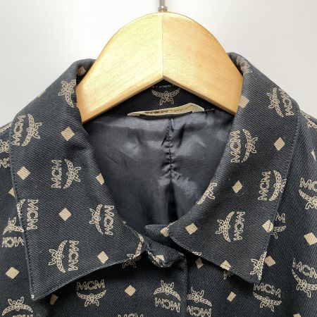 MCM エムシーエム MCM Légère レディース  ロゴ総柄 ステンカラーコート オールドMCM sizeL ブラック