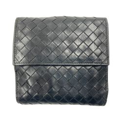 〇〇 BOTTEGA VENETA ボッテガヴェネタ イントレチャート 2つ折り財布  382576-V0016-8806 ブラック Cランク