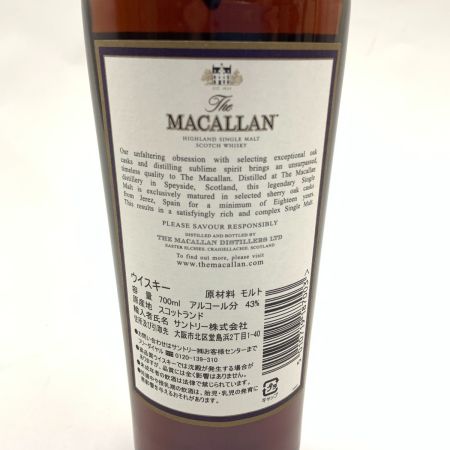  The MACALLAN マッカラン 18年 1990年リリース 43% スコッチ ウィスキー 700ml 43% 未開栓