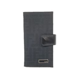 〇〇 FENDI フェンディ ズッカ柄 キャンバス×レザー 長札入れ 2289-30159-099 ブラック Bランク